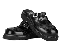 T.U.K. Inc. Black Leather T-Strap Mule