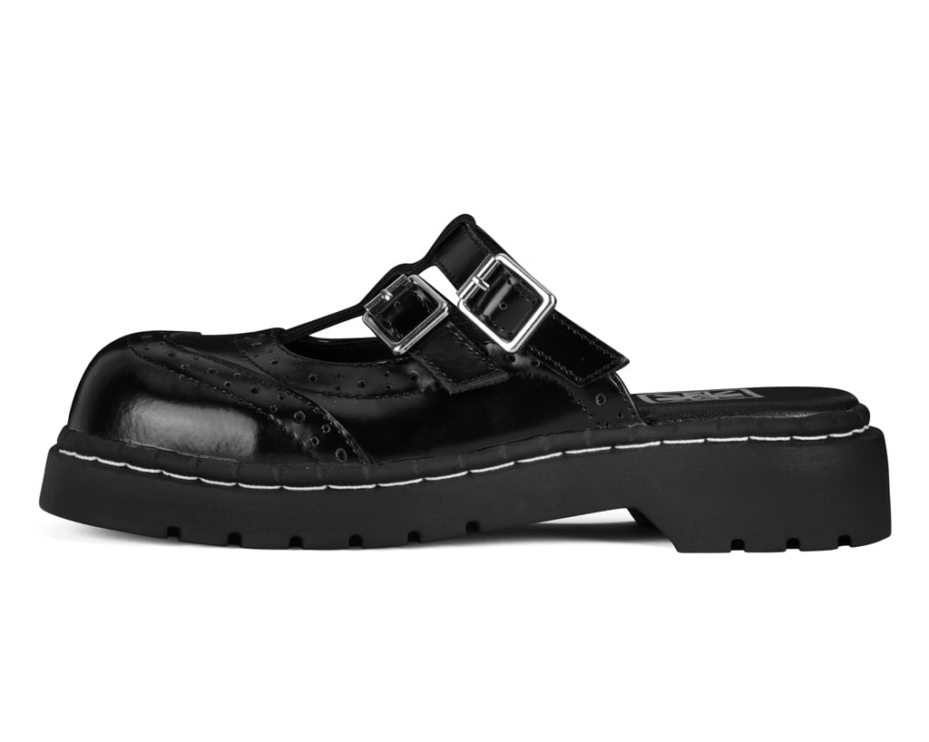 T.U.K. Inc. Black Leather T-Strap Mule T2381-05