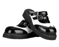T.U.K. Inc. Black & White Leather T-Strap Mule T2382-05