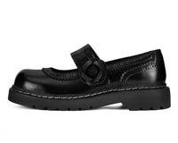 T.U.K. Inc. Black Leather Scalloped Flower Mary Jane