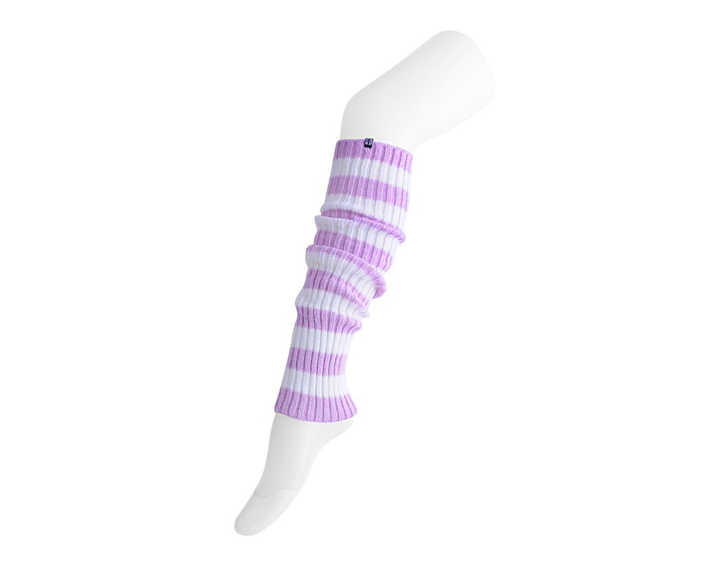 Purple & White Stripe Knit Leg Warmer