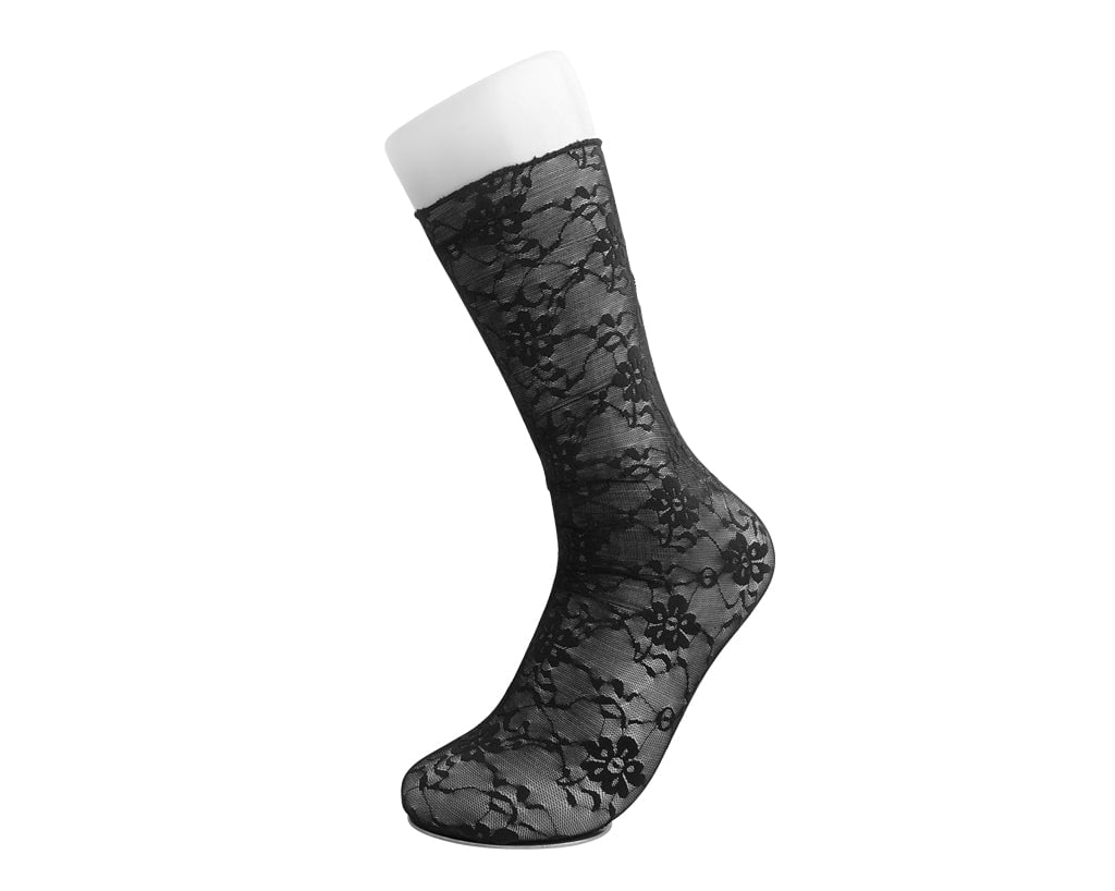 Black Floral Mesh Sock