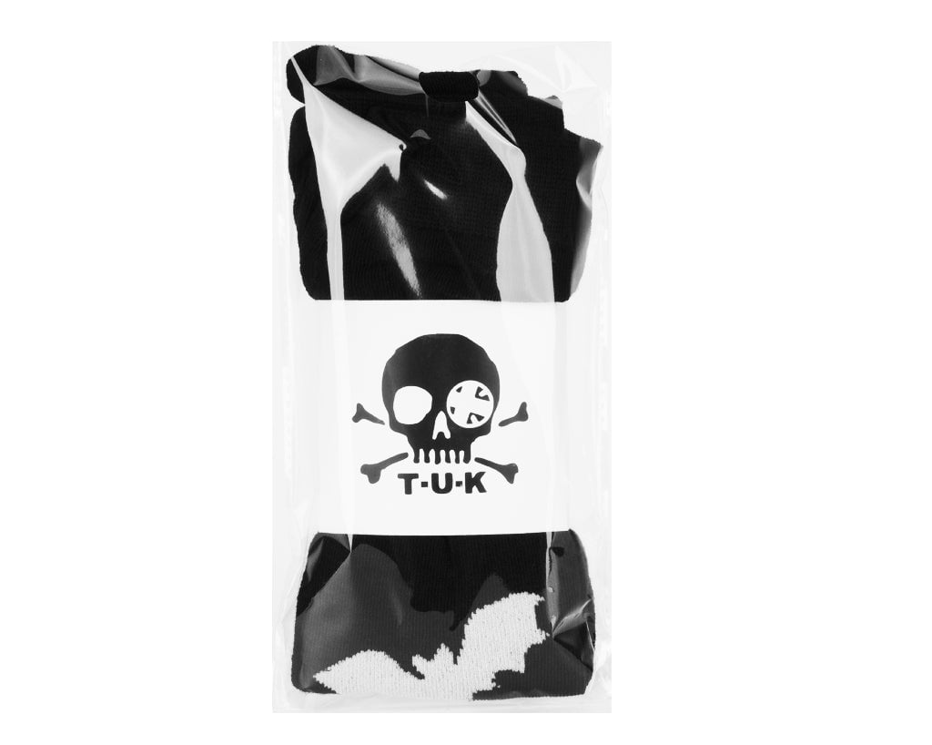 Black Knit Bat Thigh High Sock