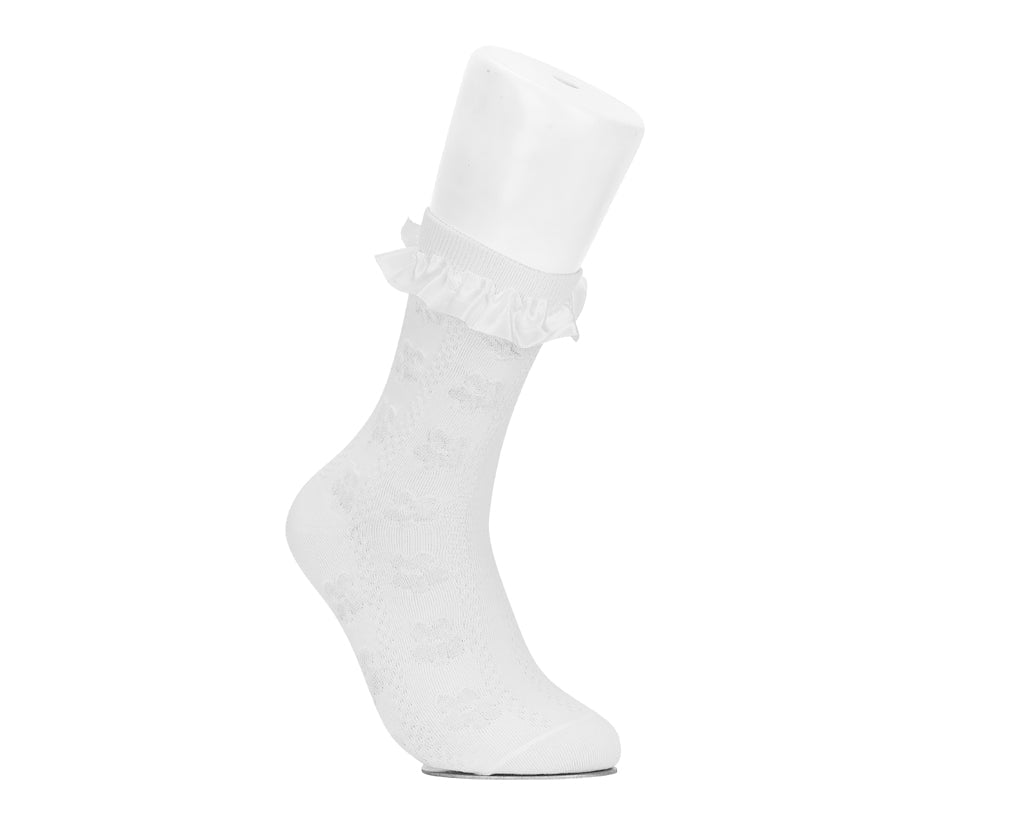 White Rose Silk Trim Sock