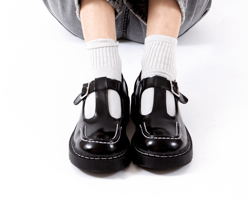 Black Leather T Bar Mary Jane