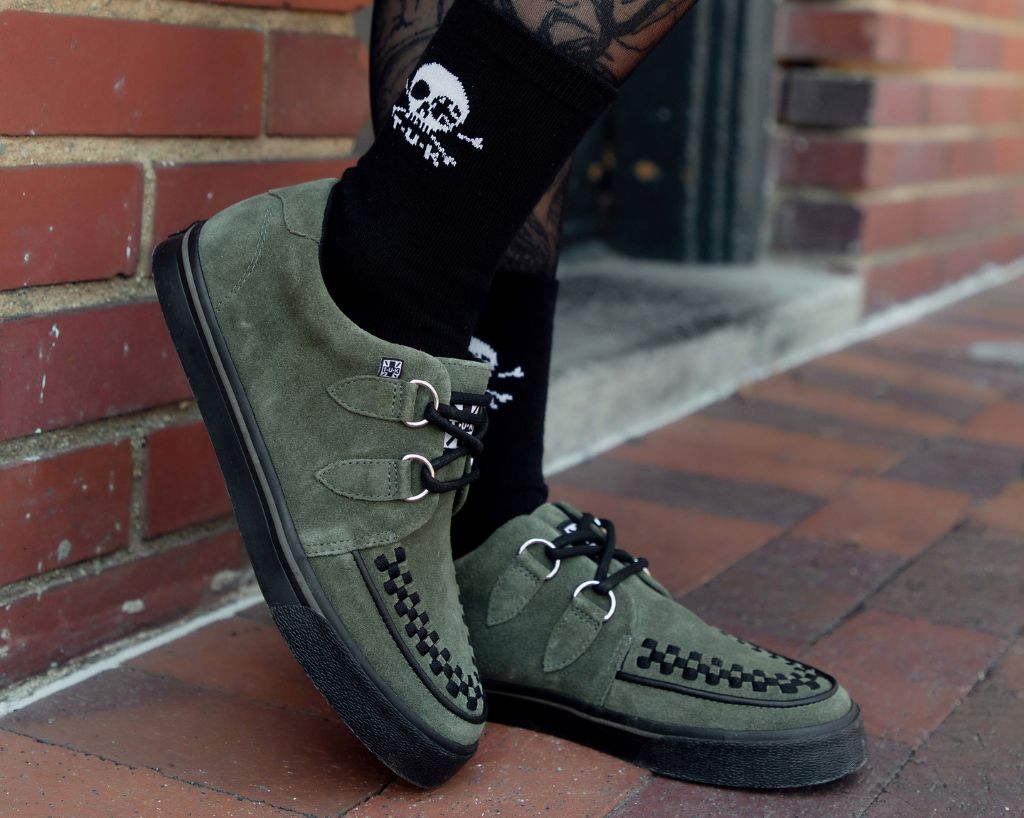 Olive Green Suede Creeper Sneaker