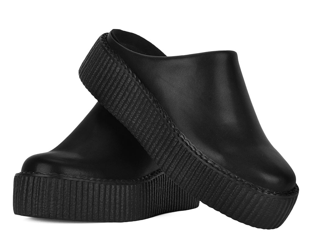 Black Leather Viva Mondo Creeper Clog