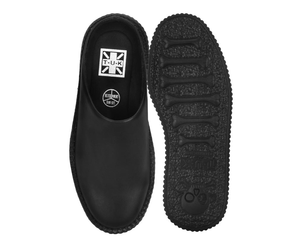 Black Leather Viva Mondo Creeper Clog