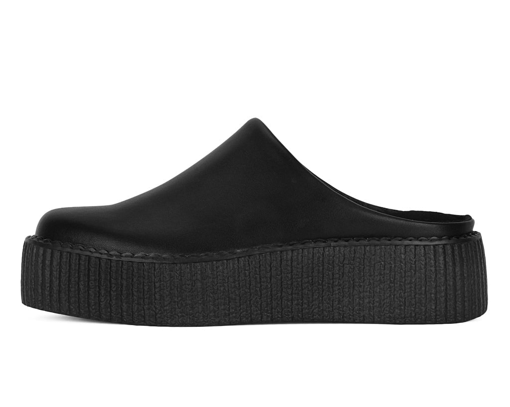 Black Leather Viva Mondo Creeper Clog