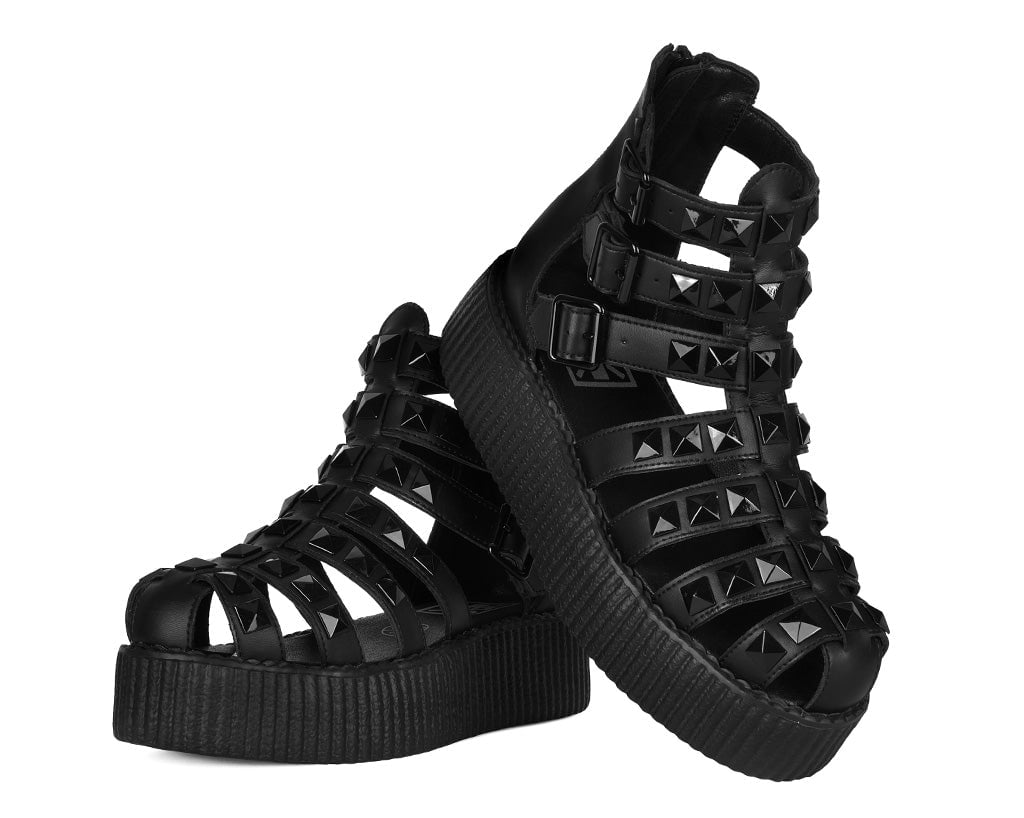 Black Studded Gladiator Viva Mondo Sandal
