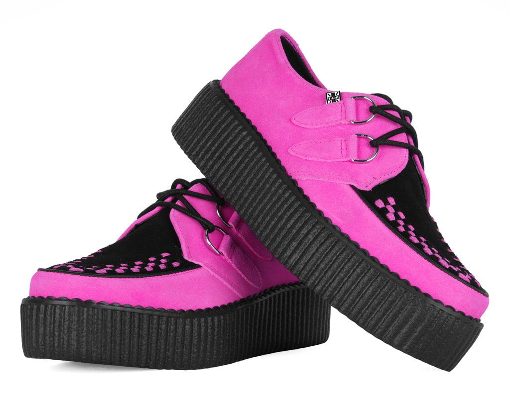 Neon Pink & Black Suede Viva Mondo Creeper