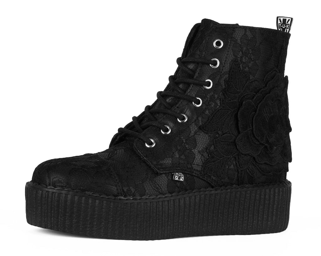 Black TUKskin 7 Eye Flower Lace Viva Mondo Boot