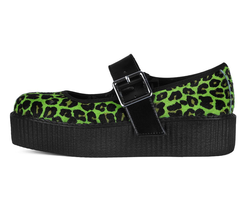 Green Leopard Cow Hair Mondo Mary Jane