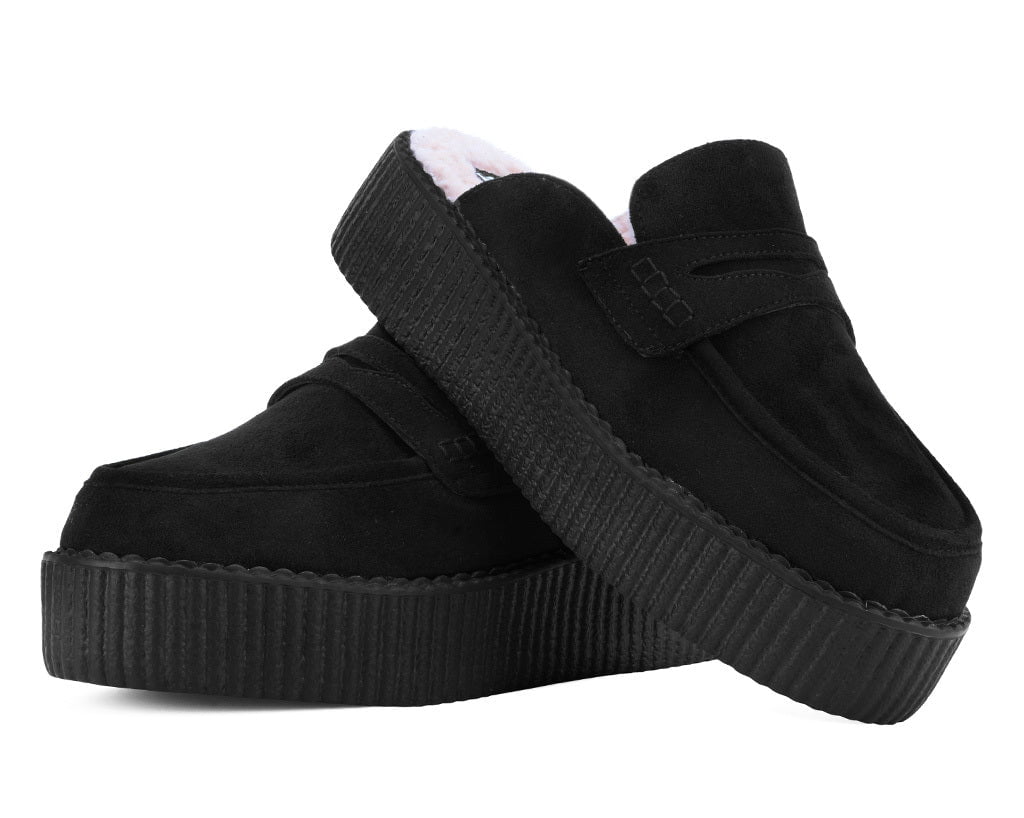 Black Plush Lined Creeper Mule