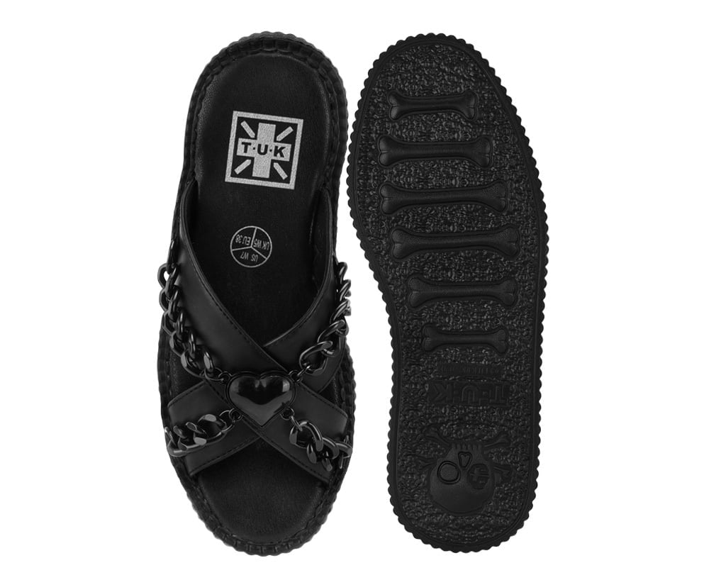 Black TUKskin Heart Chain Viva Mondo Sandal