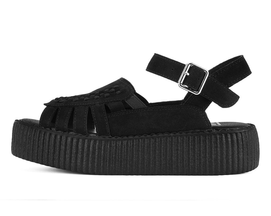 Black Suede Interlace Viva Mondo Sandal