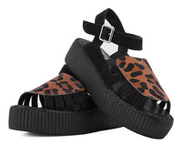 Black Suede Leopard Front Viva Mondo Sandal