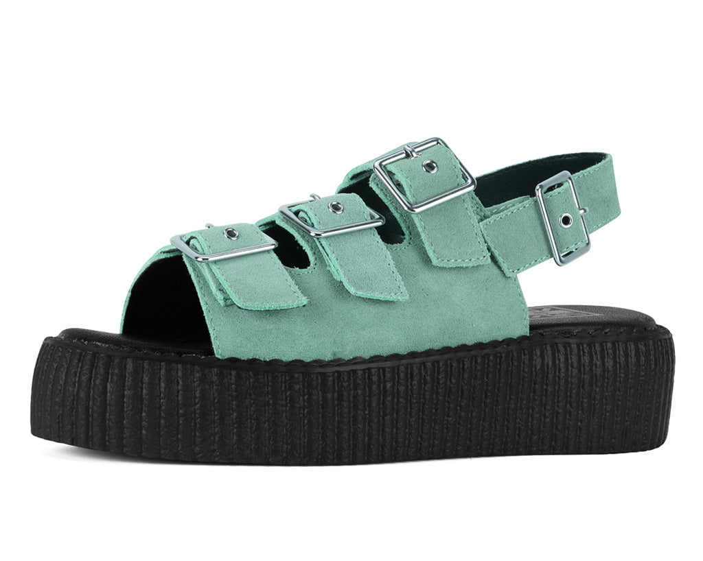 Pale Blue Suede 3-Buckle Mondo Sandal