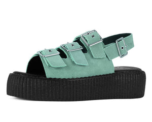 Pale Blue Suede 3-Buckle Mondo Sandal