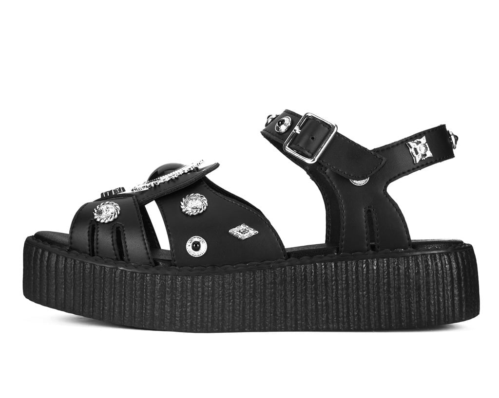Black Leather Western Sun Viva Mondo Sandal