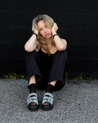 Pale Blue Suede 3-Buckle Mondo Sandal