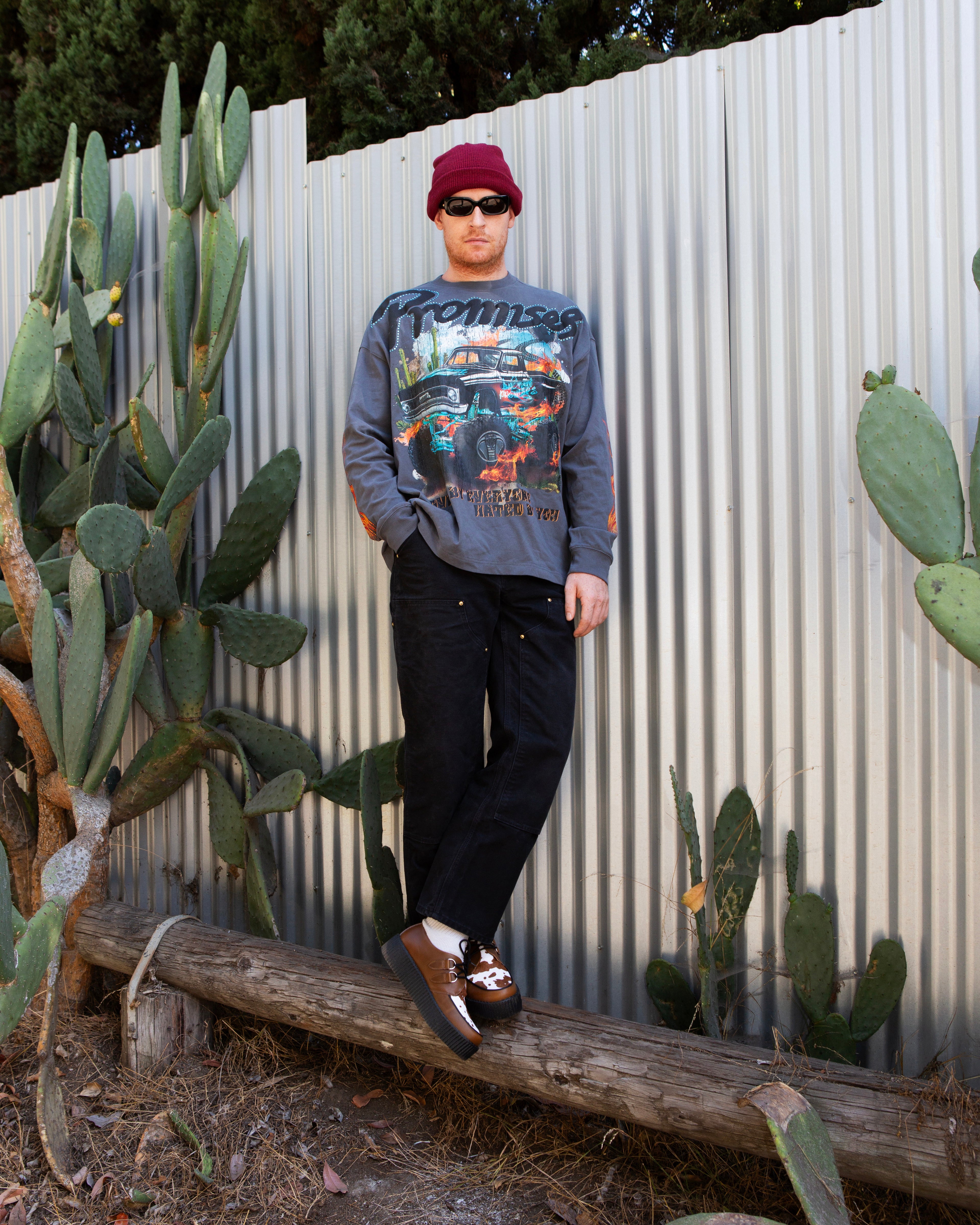 Brown Leather Cow Print Viva Mondo Creepers