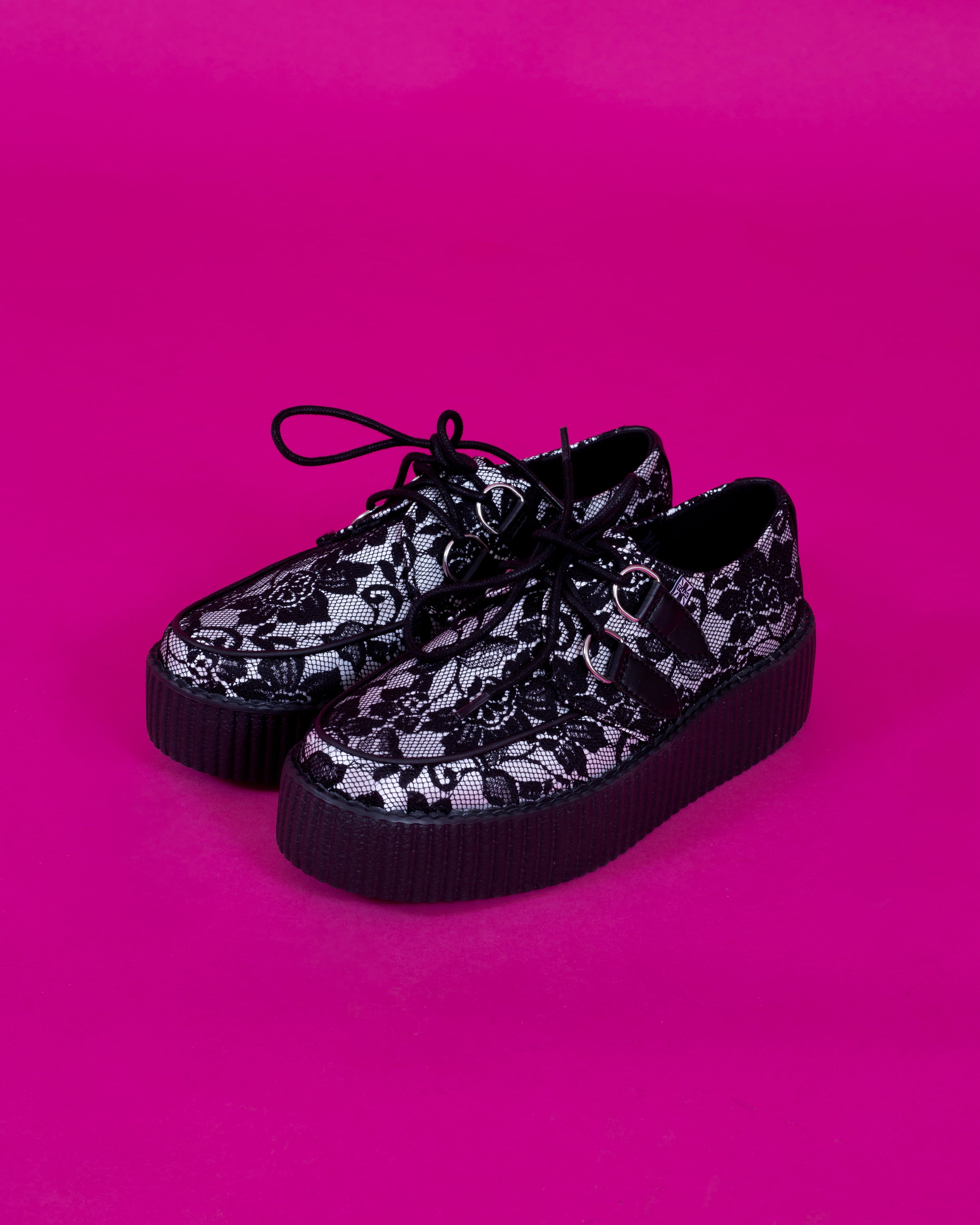 Black Satin Lace Viva Mondo Creeper