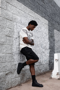 Black Twill Spiked Toe 8 Eye Sneaker Boot