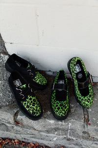 Black & Green Leopard Suede Mondo Creeper