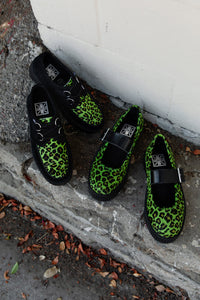Green Leopard Cow Hair Mondo Mary Jane