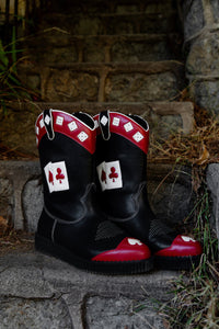 Black & Red Playing Cards Western Creeper Boot