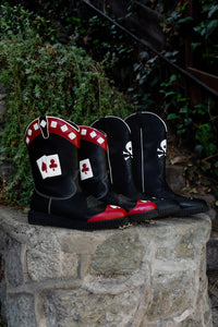 Black & Red Playing Cards Western Creeper Boot