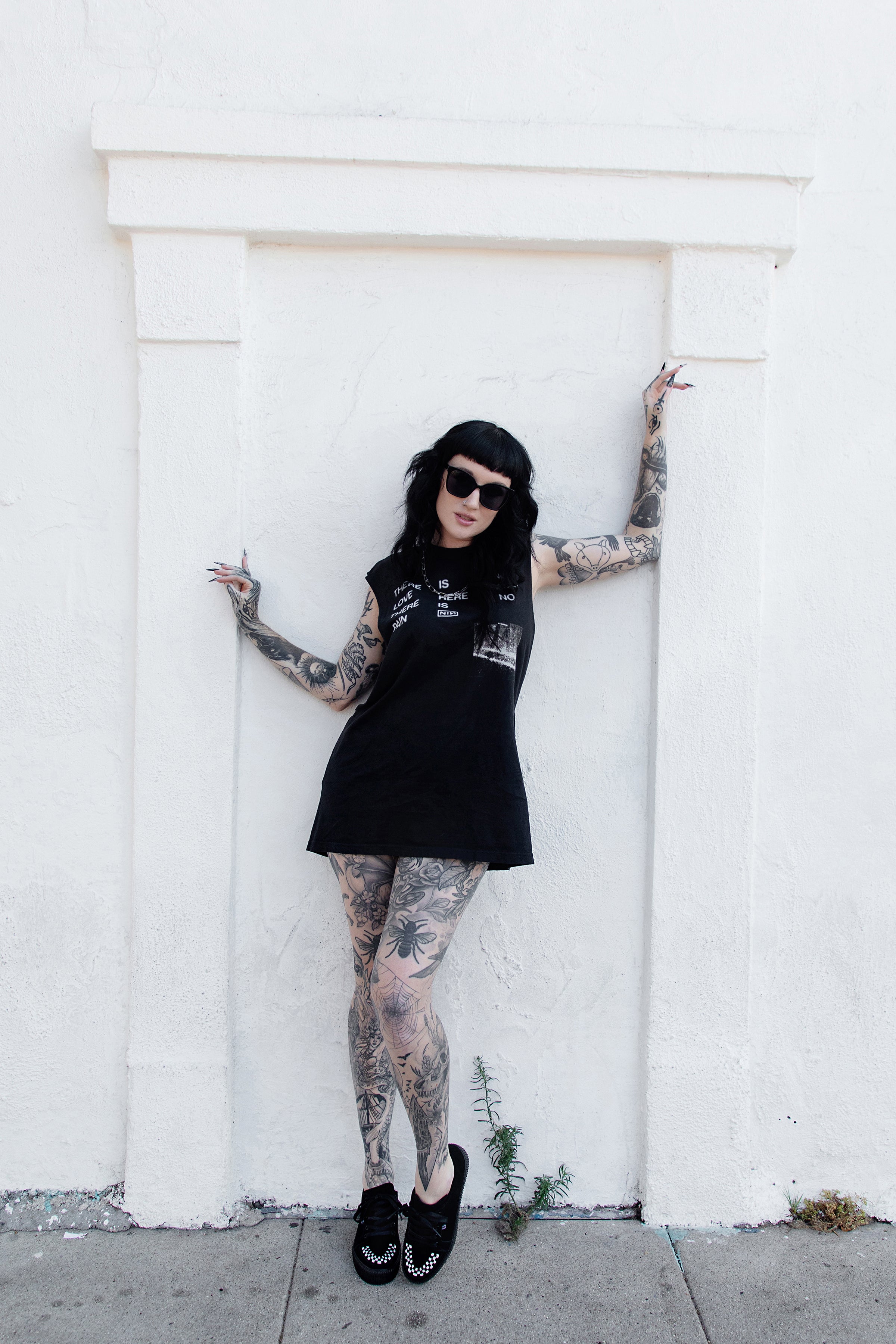 Black & White Suede Lace-Up Creeper Sneaker