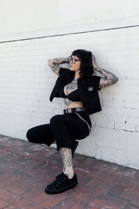 Black Twill  Spiked  Lace Up Sneaker