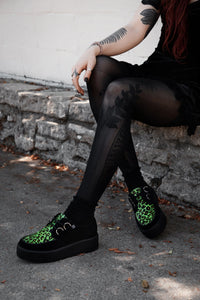 Black & Green Leopard Suede Mondo Creeper