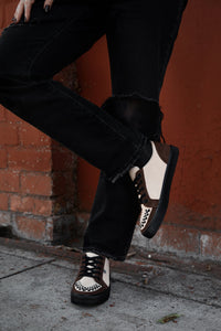 Tan & Brown Suede Lace-Up Creeper Sneaker