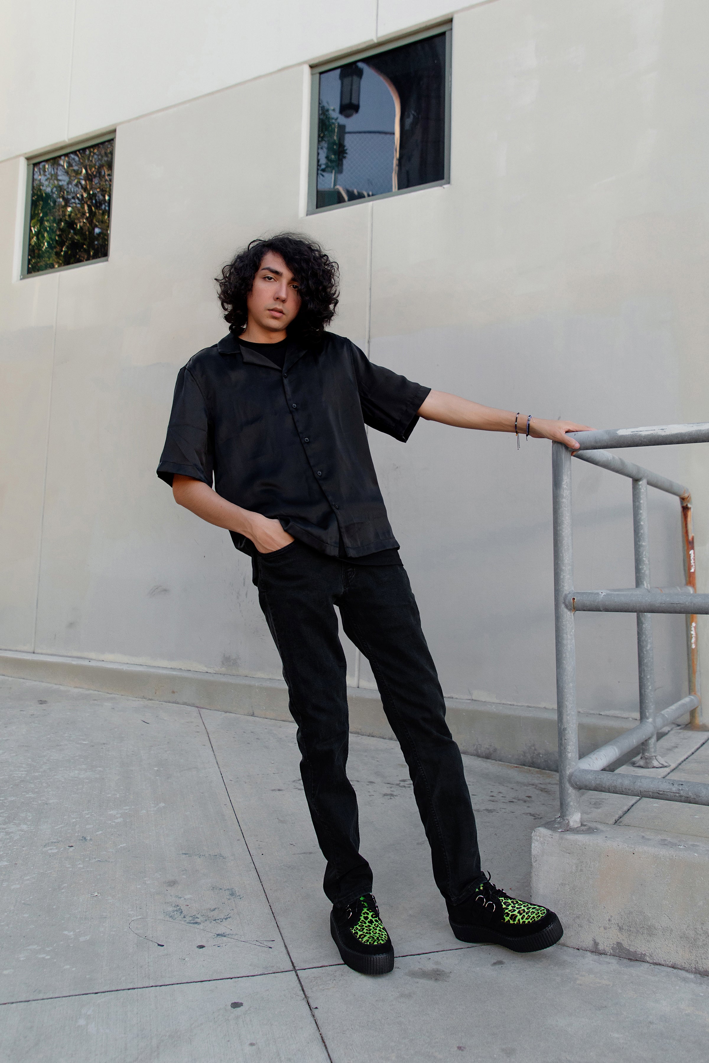 Black & Green Leopard Suede Mondo Creeper