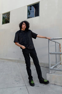 Black & Green Leopard Suede Mondo Creeper