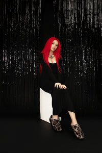 Grey Leopard Faux Fur Creeper Mule