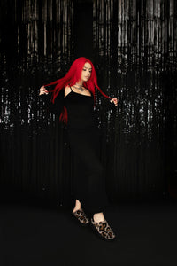 Grey Leopard Faux Fur Creeper Mule