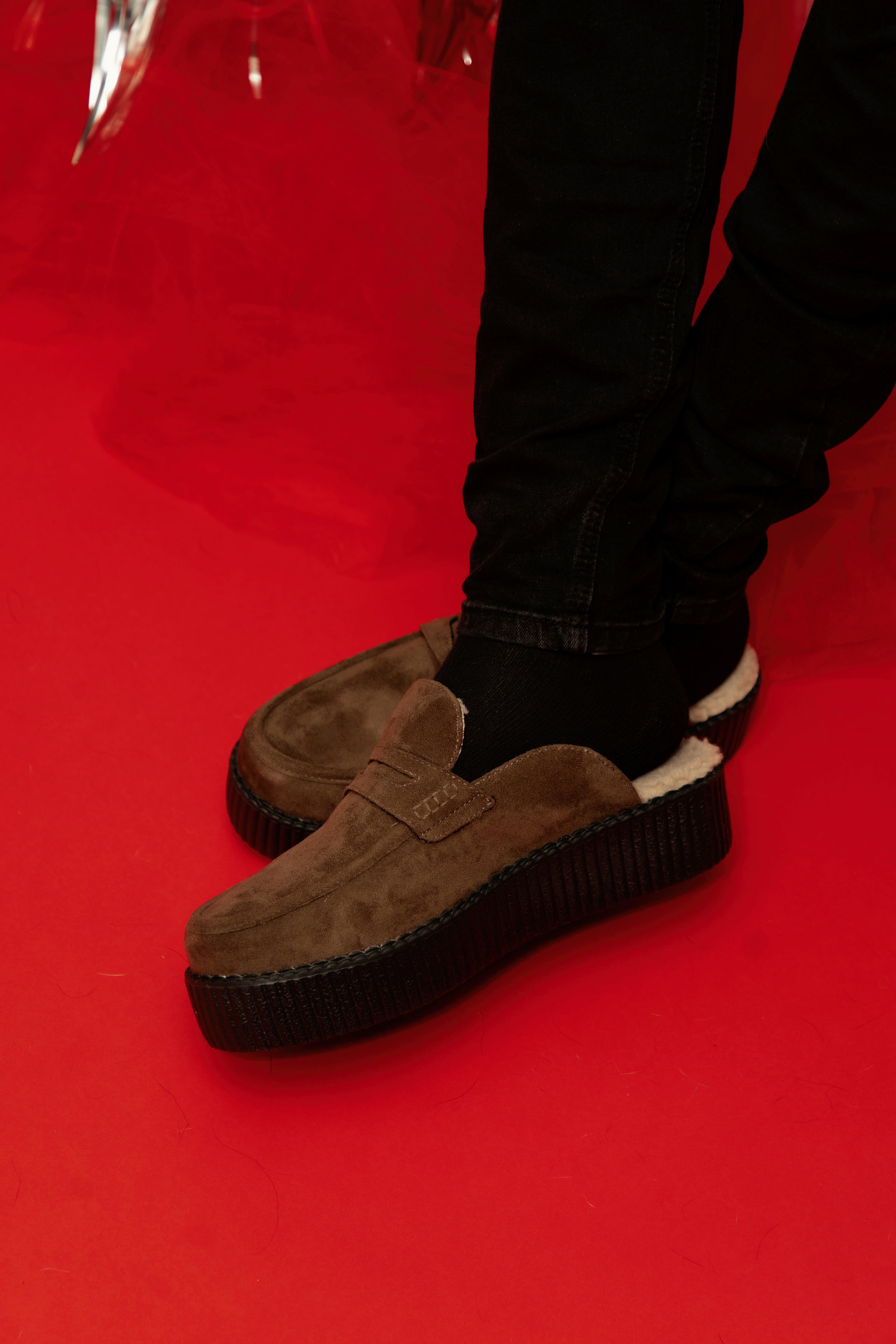 Brown Plush Lined Creeper Mule