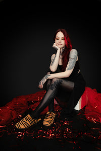 Tiger Stripe Faux Fur Creeper Mule