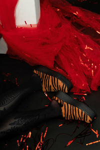 Tiger Stripe Faux Fur Creeper Mule