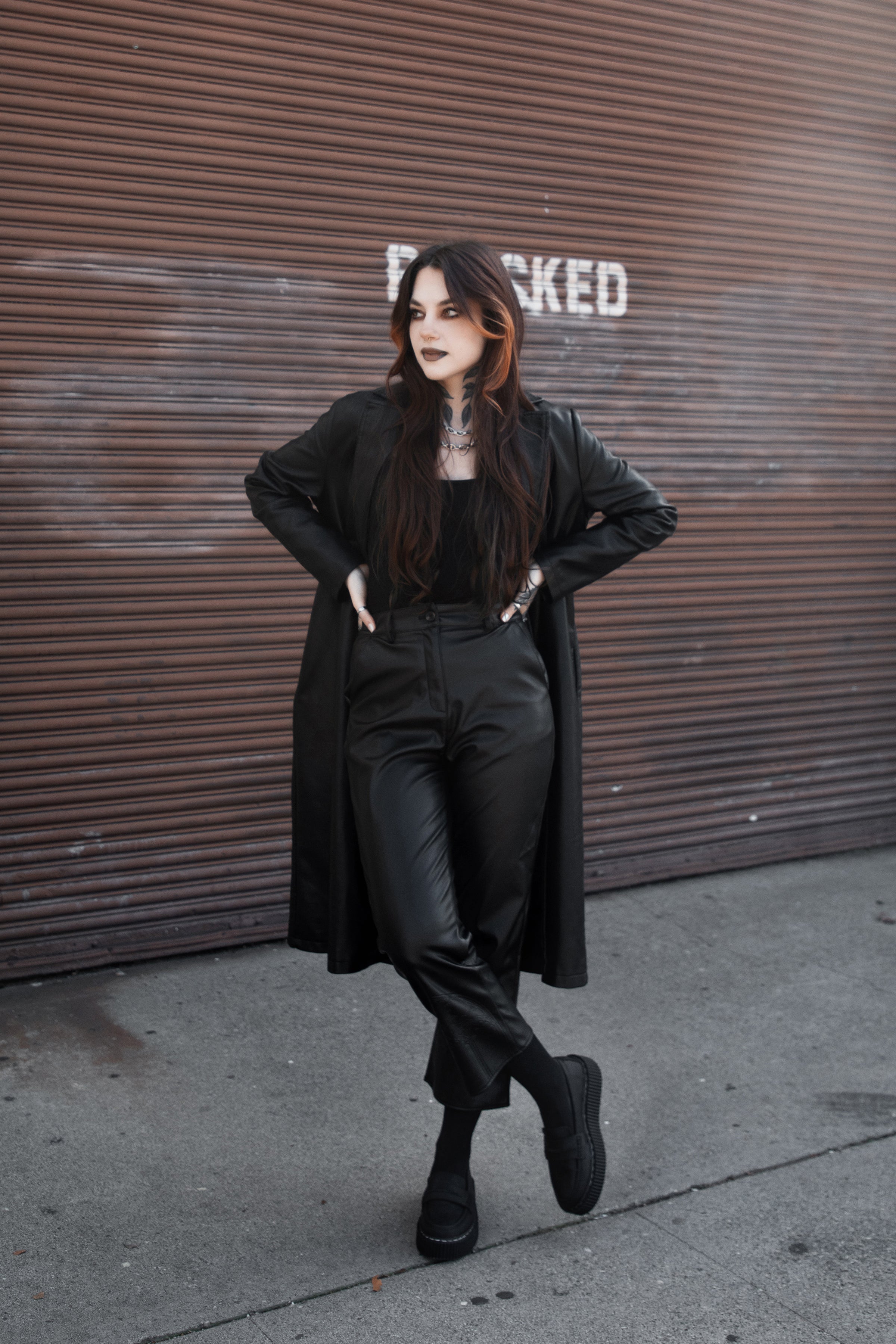 Black Waxy Leather Loafer Vintage Creeper