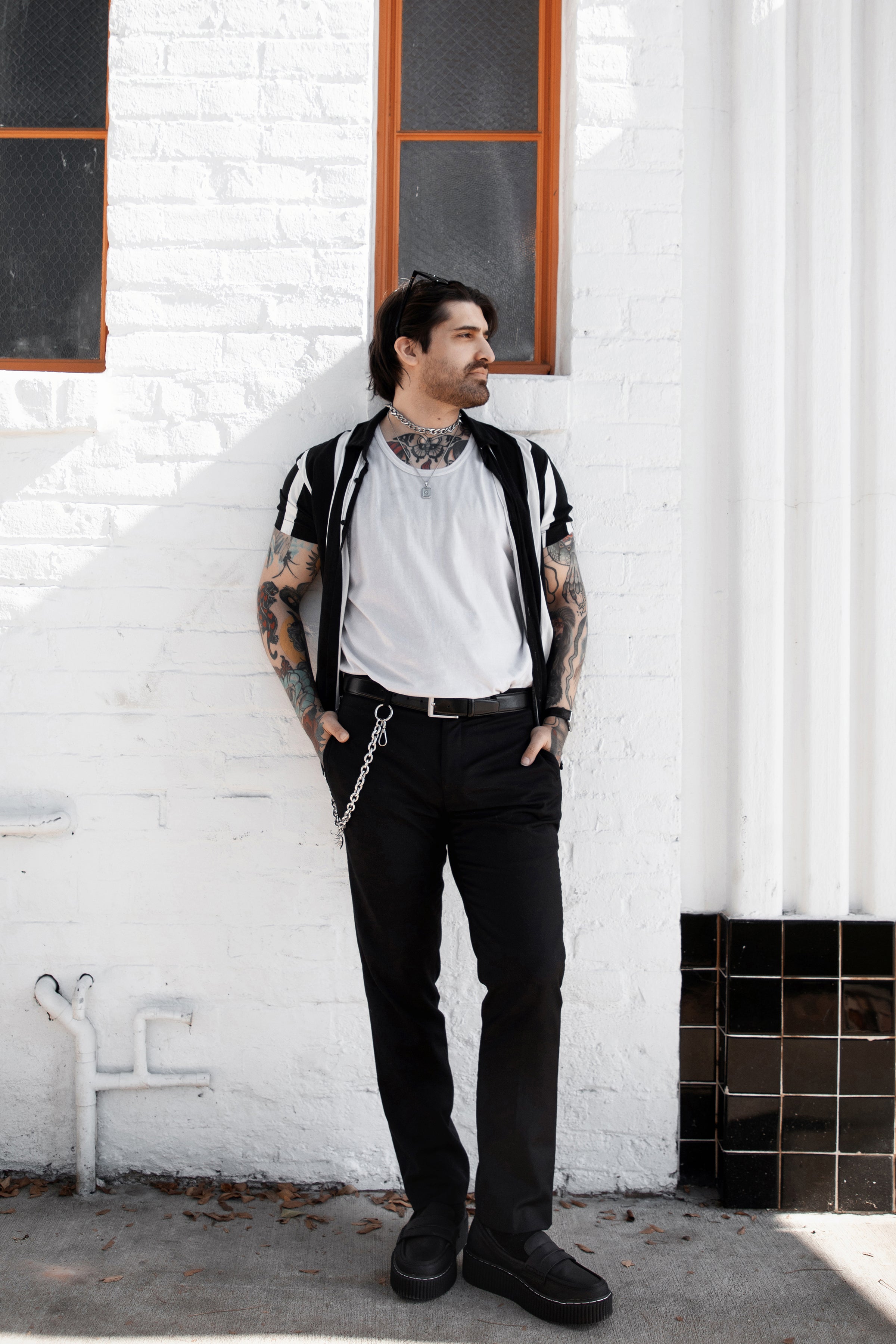 Black Waxy Leather Loafer Vintage Creeper