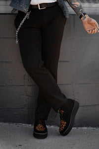 Black Suede Brown Leopard Hair Vintage Creeper