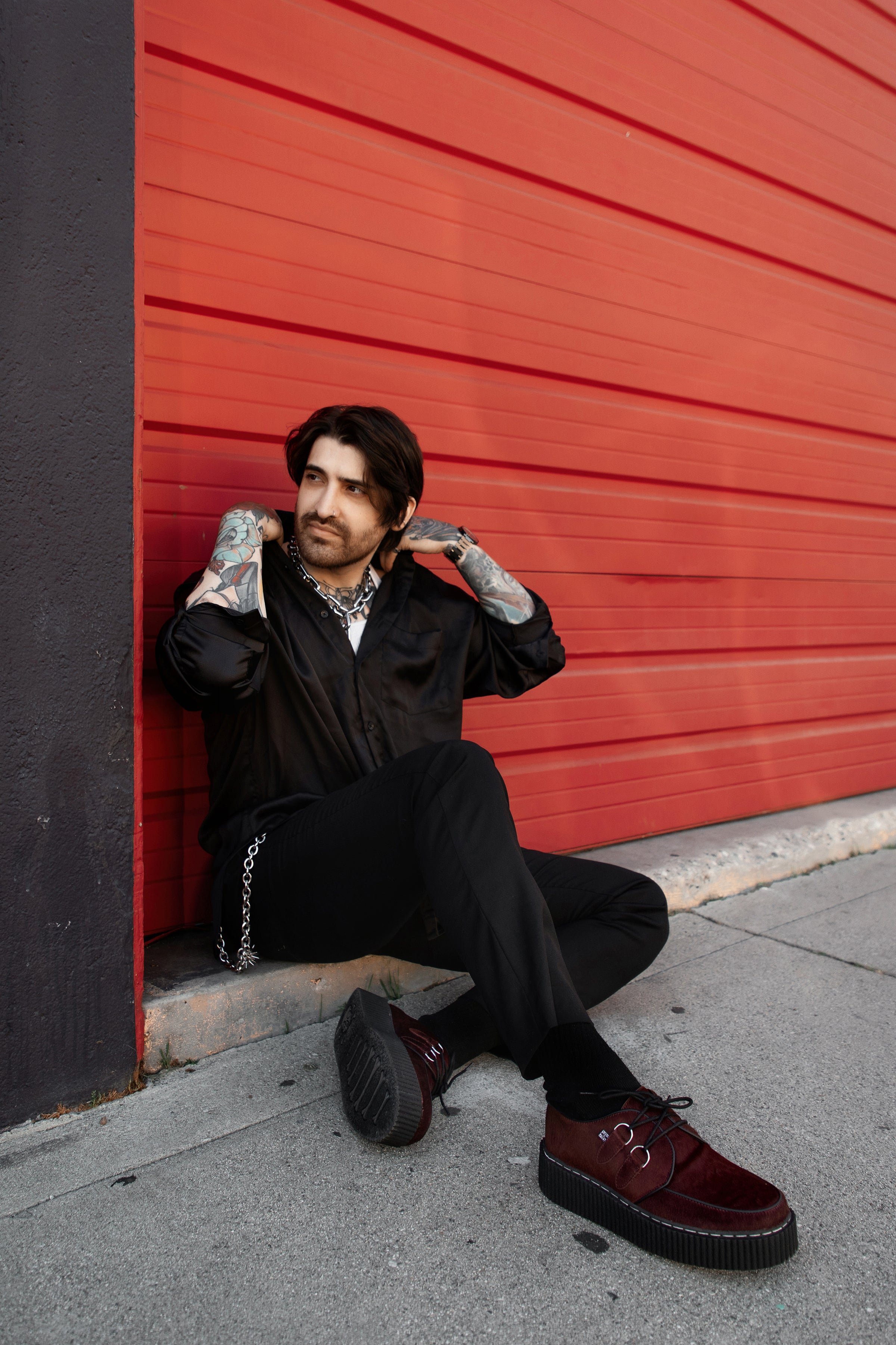 Burgundy Cow Hair Vintage Creeper