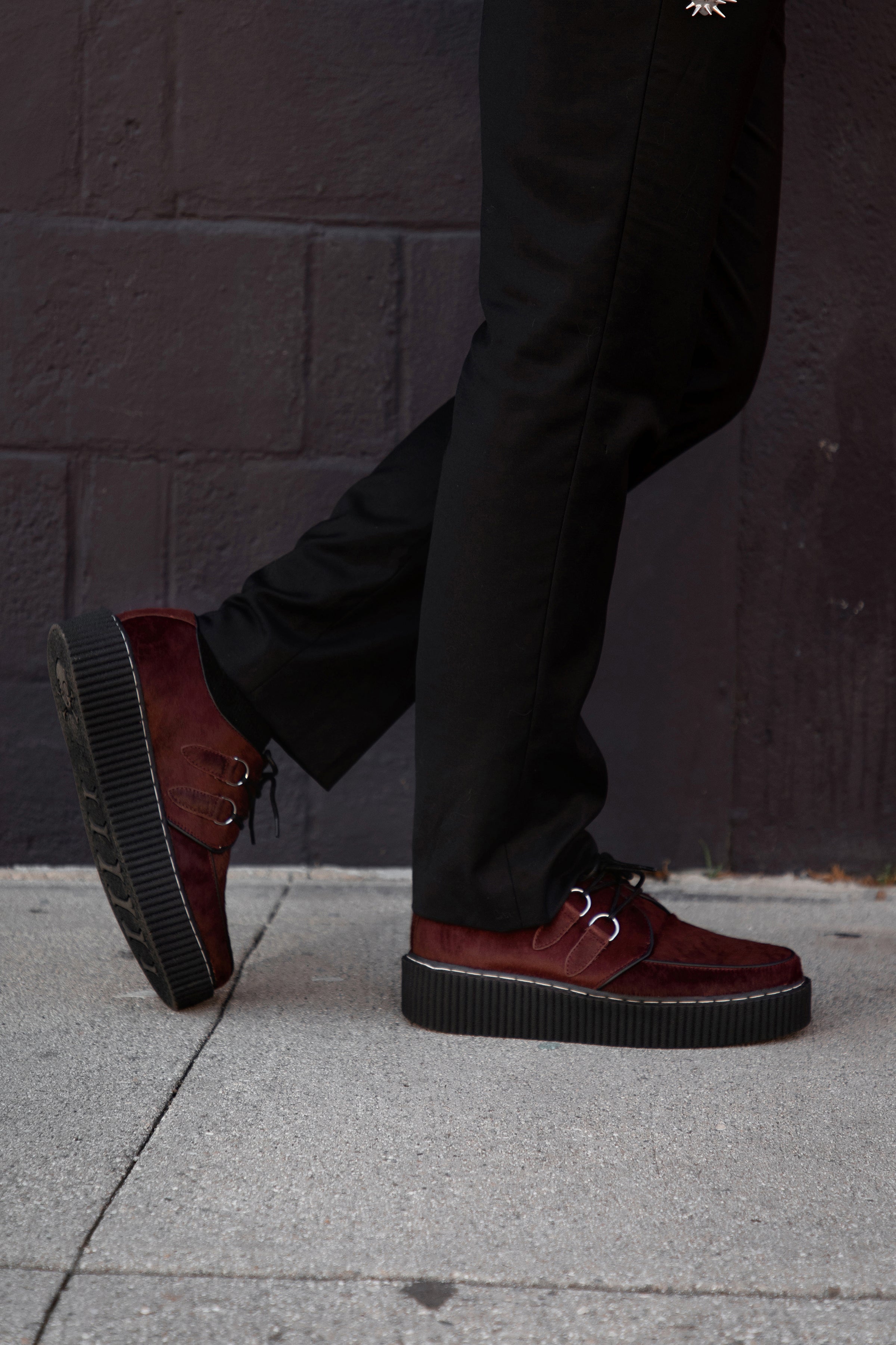 Burgundy Cow Hair Vintage Creeper