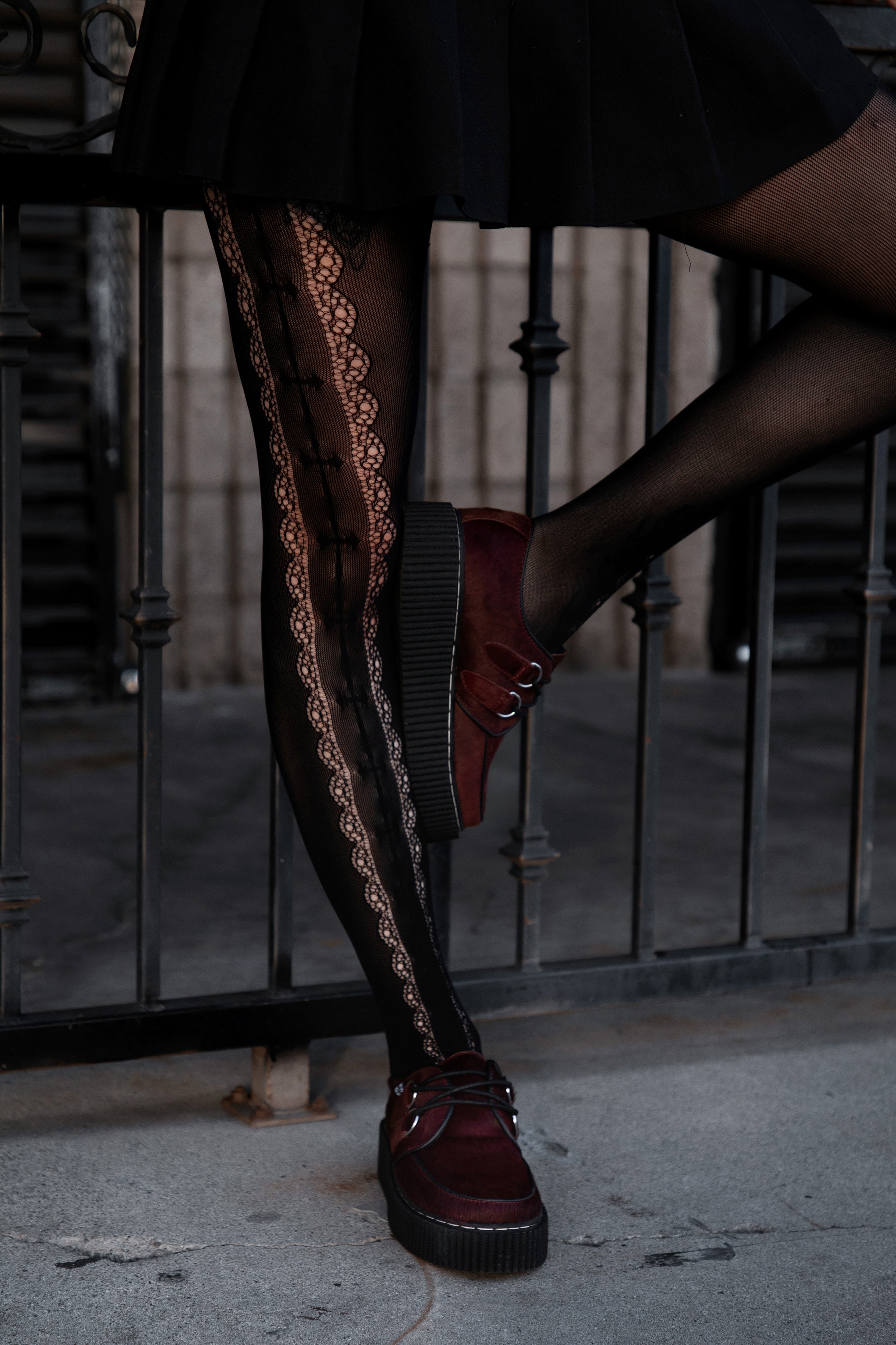 Burgundy Cow Hair Vintage Creeper