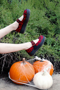 Black & Red Silk Flower Mondo Mary Jane